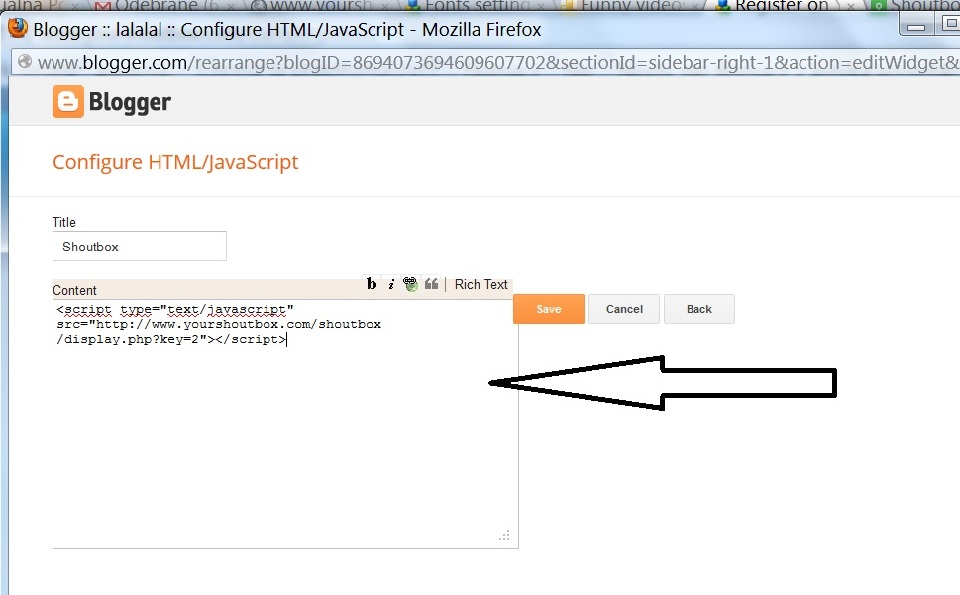 Copy and paste code on blogspot.com